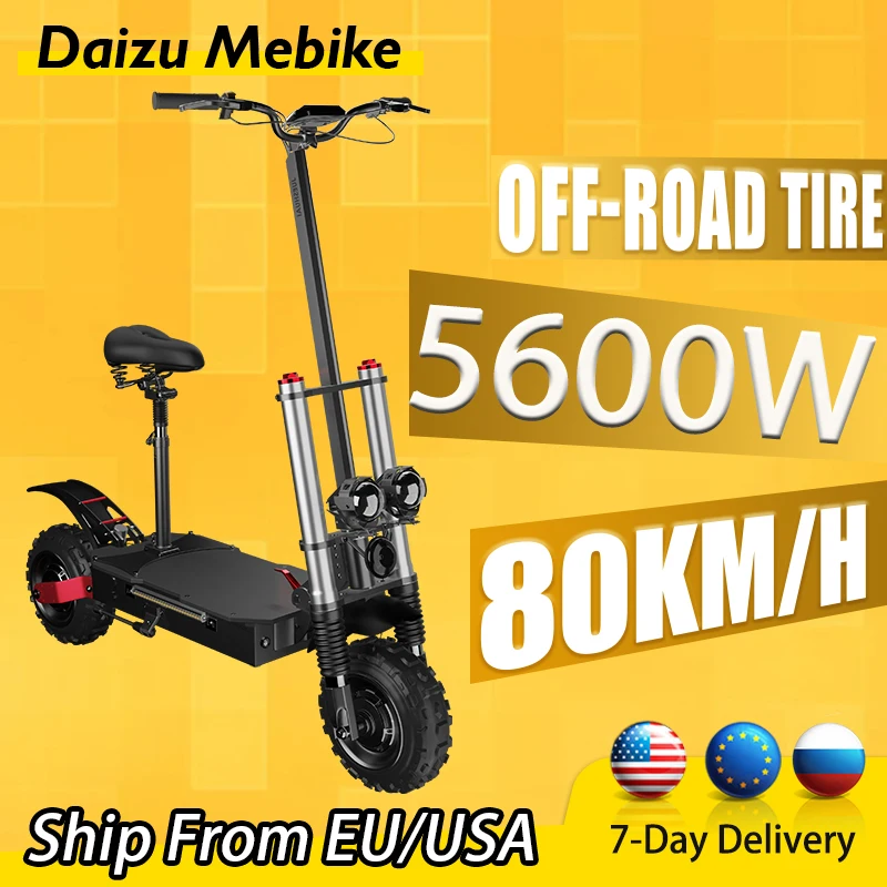 

60V 5600W Powerful Electric Skateboards Dual Motor High Speed 85km/h Electric Scooter Max Mileage 100km 11inch Off Road Tire