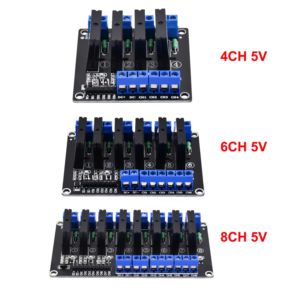 

4 6 8 Channel 5V DC Relay Module Solid State low Level Solid-State Relay 250V 2A with fuse for Arduino