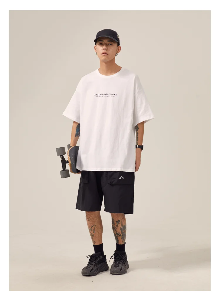 

GY0274 Летняя мужская мода с геометрическим рисунком Луны и коротким рукавом Свободные повседневные универсальные штаны в стиле ретро для сту...