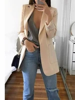 2022 fashion lapel slim fit cardigan temperament suit jacket women crop blazer long sleeve solid color womens blazers