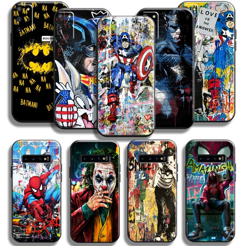 

Marvel Street Graffiti Phone Case For Samsung Galaxy S22 S21 S20 S10 10E S9 Plus S22 S21 S20 Ultra FE 5G Black Funda