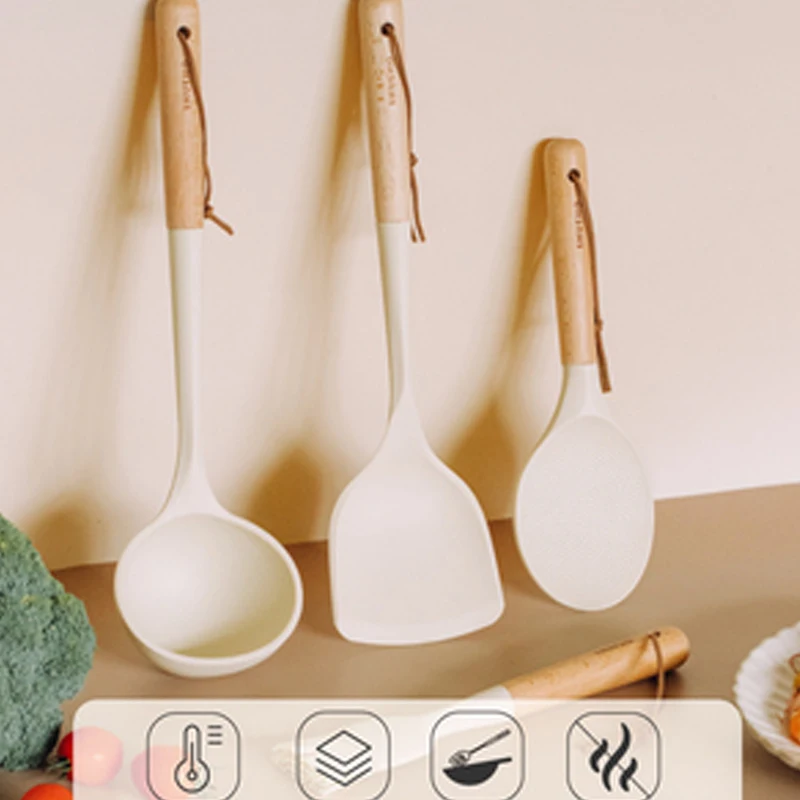 

Simple and Stylish High Temperature Resistant Non-Stick Pan Kitchenware Home Kitchen Gadgets Full Set of Large Soup Spoon Spatul