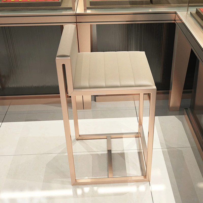 

Creative Stainless Steel Bar Chairs Front Desk High Stool Modern Special Bar Chairs Stool Backrest Taburetes Cocinas Furniture
