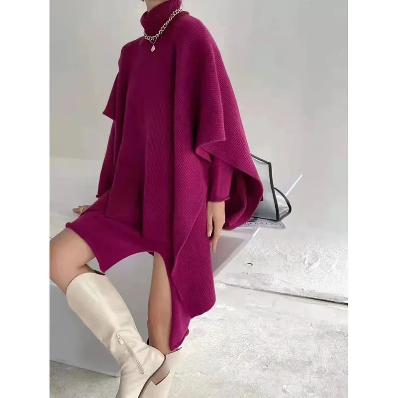 

SuperAen Casual Fashion Dress Two-piece Set Women's Autumn and Winter 2022 New Knitted Dress Loose High Collar Sweater Dress