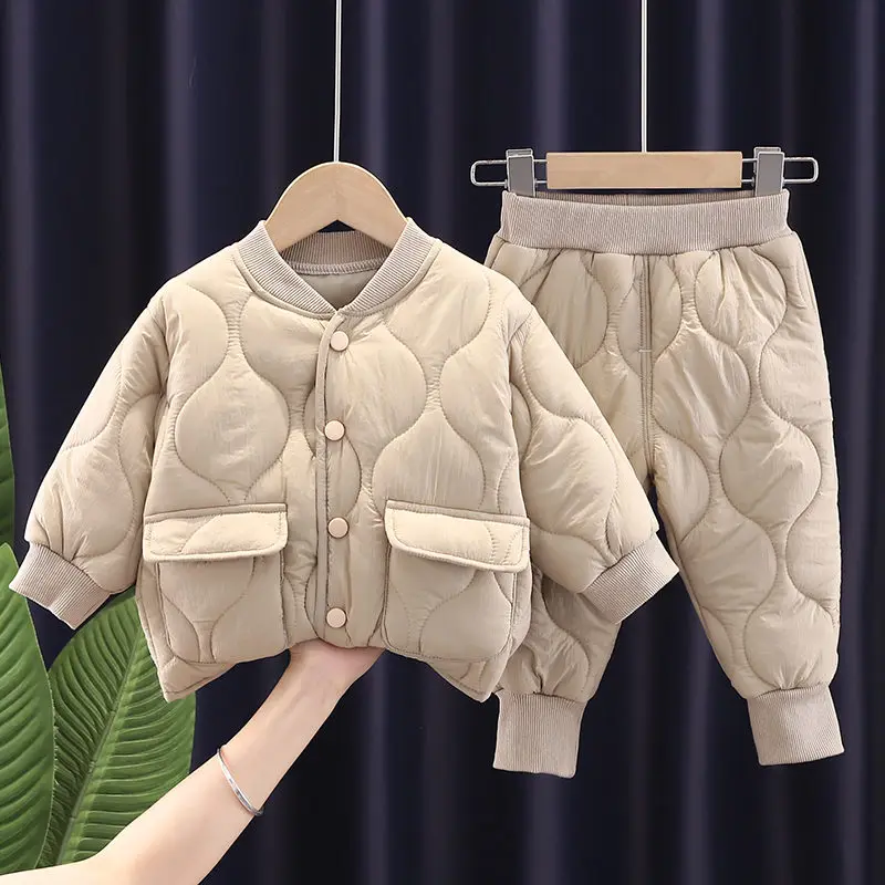 2022 NEW Warm Coat Cute Infant Newborn Baby Girls Solid Clothes Long Pants 2pcs/Set Outfit Cotton Baby Boys Tracksuit 0-5 Years