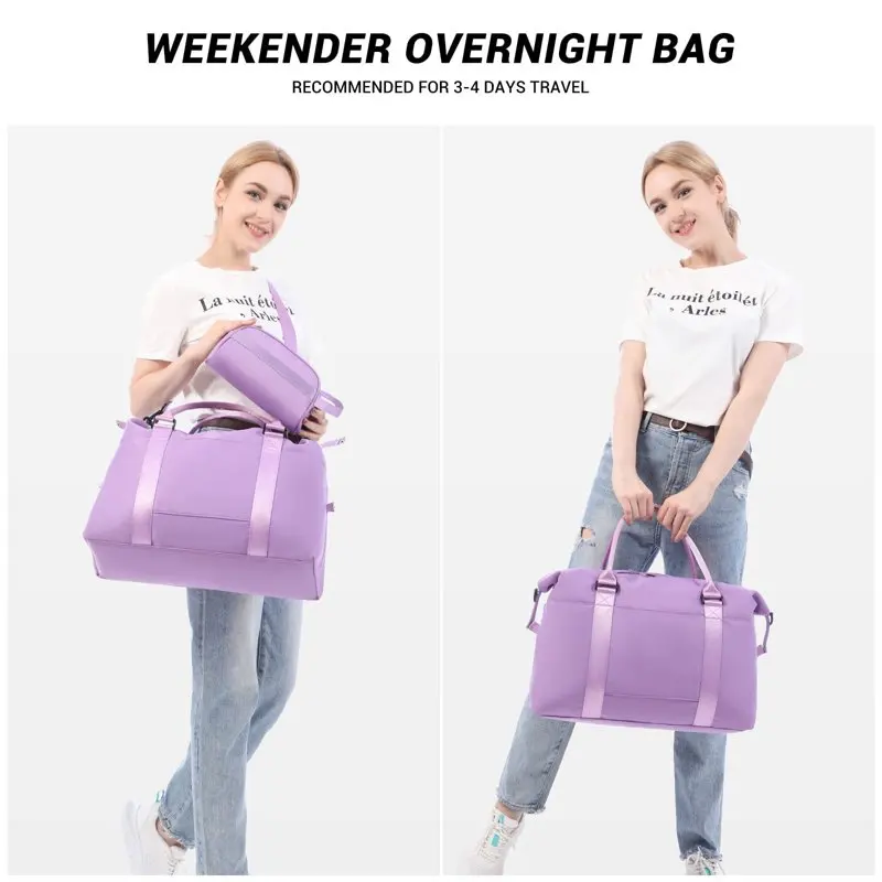 Weekender Bag for Women Sports Tote Gym Bag, Women Travel Lightweight Waterproof Carry Luggage Bag (Purple)