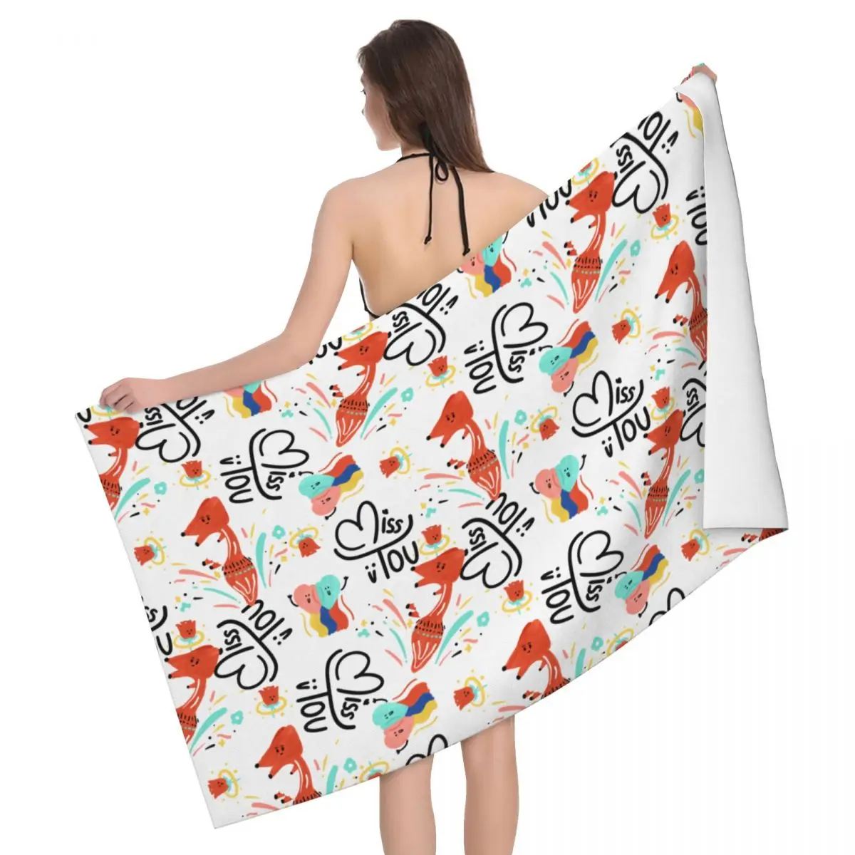 

Fox Beach Towels Pool Towels Large Sand Free Microfiber Beach Towels, Quick Dry Lightweight Bath Swim Towels