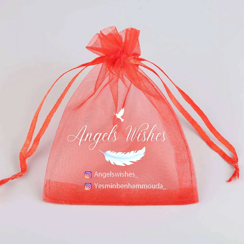 

600 шт. красные мешки из органзы + 600 шт. красные бархатные мешки Горячая печать с многоцветным логотипом на заказ