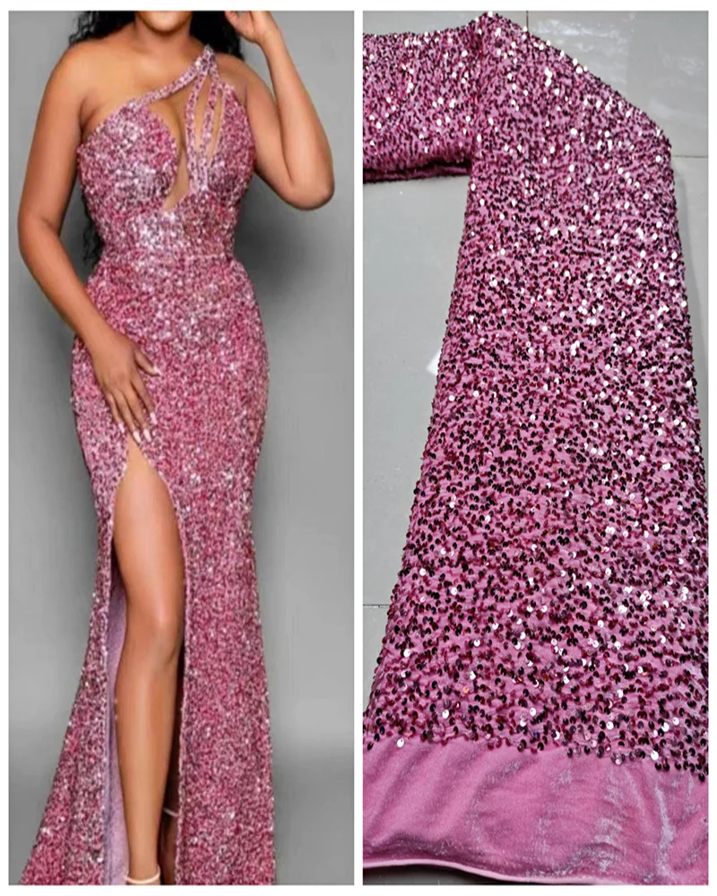 

Nigerian Velvet Lace Fabric African Lace Fabric French 2022 High Quality Lace With Sequins For Women Dress