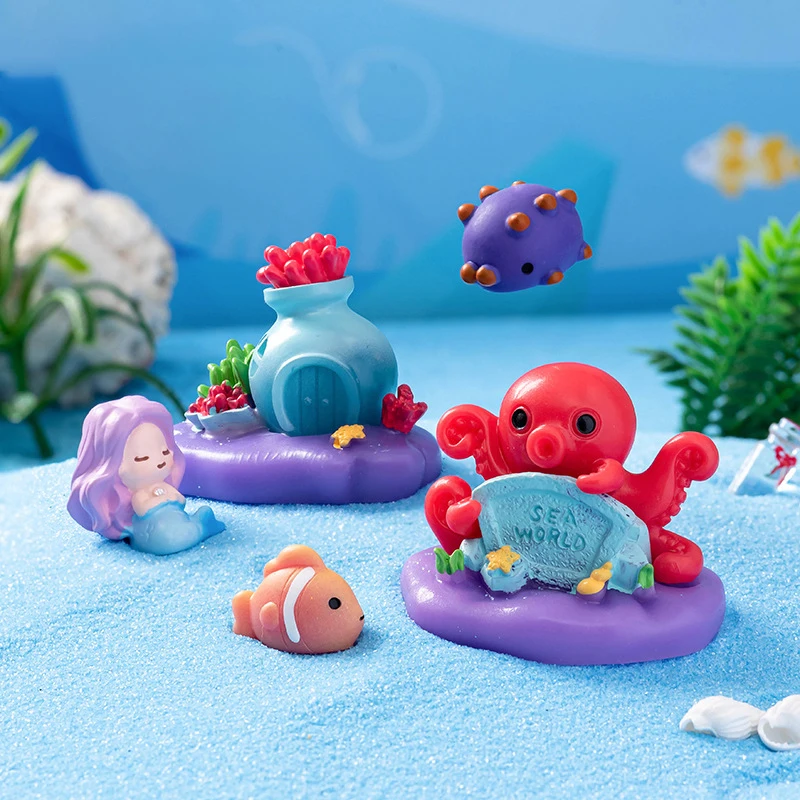 Мини-Осьминог Украшение Оболочка Дрифт бутылка римская колонна микро пейзаж