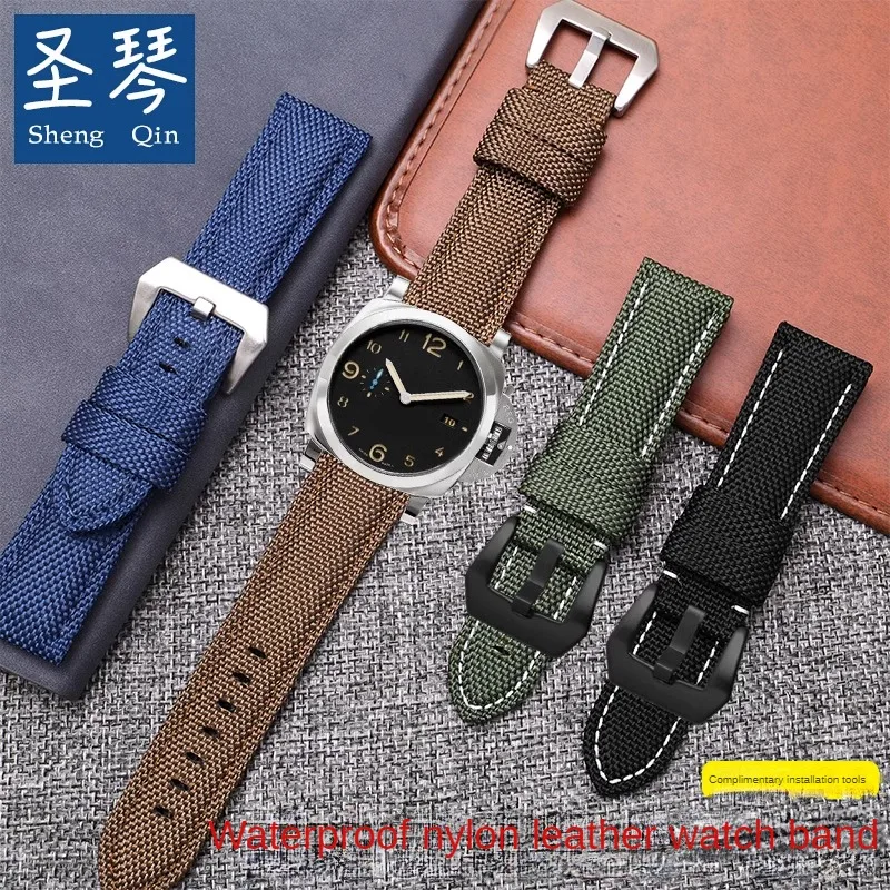 

General Brand Canvas Watchband With 20/22/24/26mm Flat Interface Nylon Cowhide Watch Strap