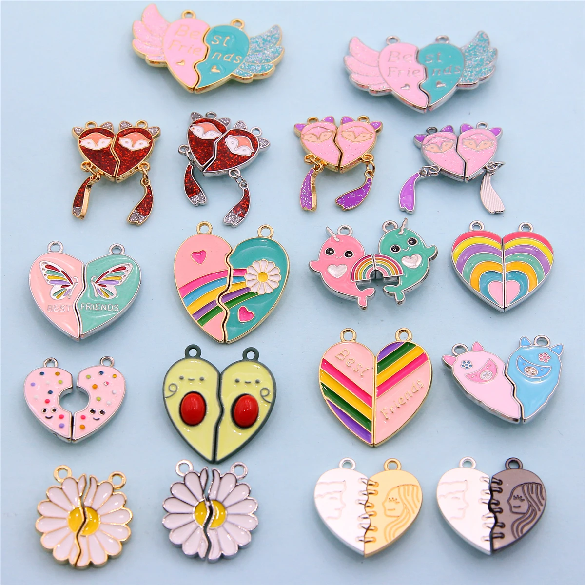 5 компл. красочные эмалированные магниты/единорог/солнечник/фикс/авокадо/сердце