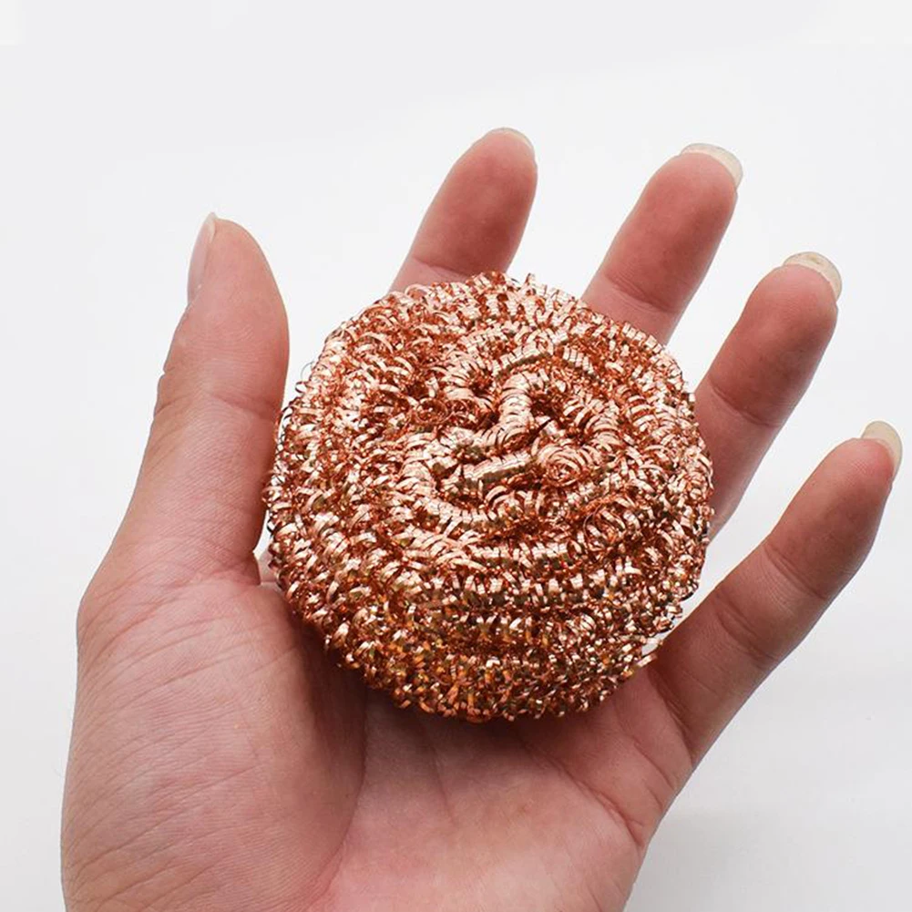 

3x Copper Coated Scourer Heavy Duty Kitchen Pots Pans Scrubber Cleaning Fast Cleaning Utensil Spiral Scourers Cleaner For Pan