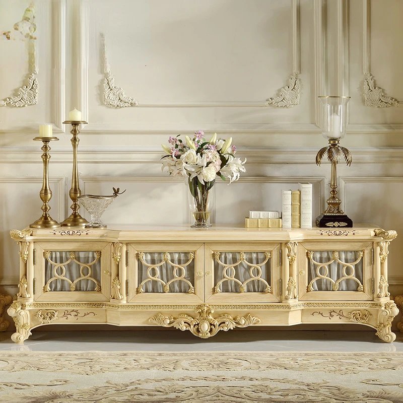 

Вилла Аудио-визуальный Шкаф Европейский деревянный резной напольный шкаф для хранения гостиной Низкий шкаф роскошный ТВ шкаф однотонный в...