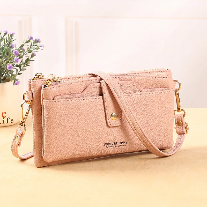 Multi-Functional Soft Leather Small Shoulder Bag  Women Vintage Crossbody Cash Cell Phone Handbag Purse