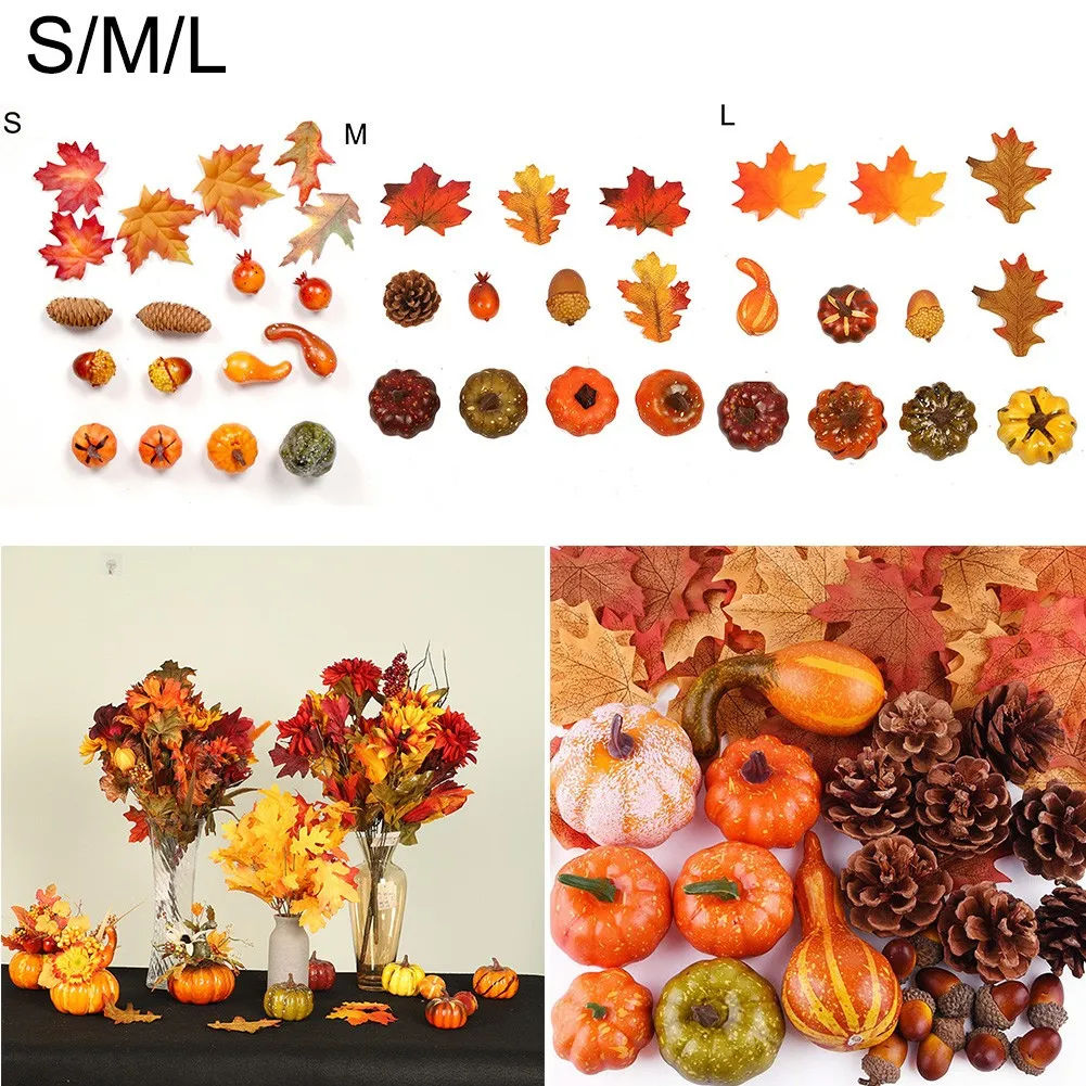 

Simulation Pumpkin Ornament Artificial Pumpkin Harvest Pines Acorns Fake Pumpkin Decor Ornaments Kits Halloween Decoration