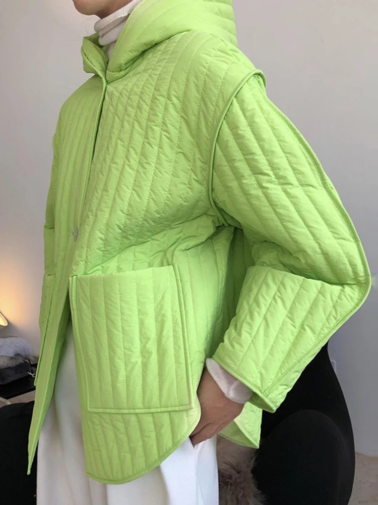 Sungtin 2022 Осень-Зима стеганые парки с капюшоном пальто Женская мода ленивый Стиль