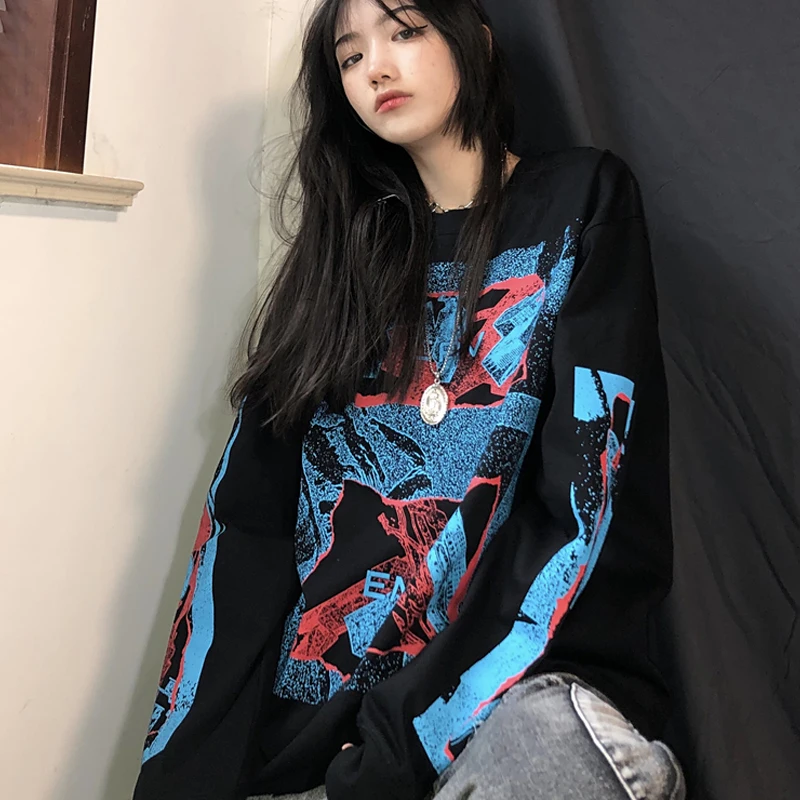 

Kapital Loose Long Sleeve T-shirt Men's and Women's Japan Style Fashion Retro Pullover Hoodless Oversize New Printed Sweatshirts