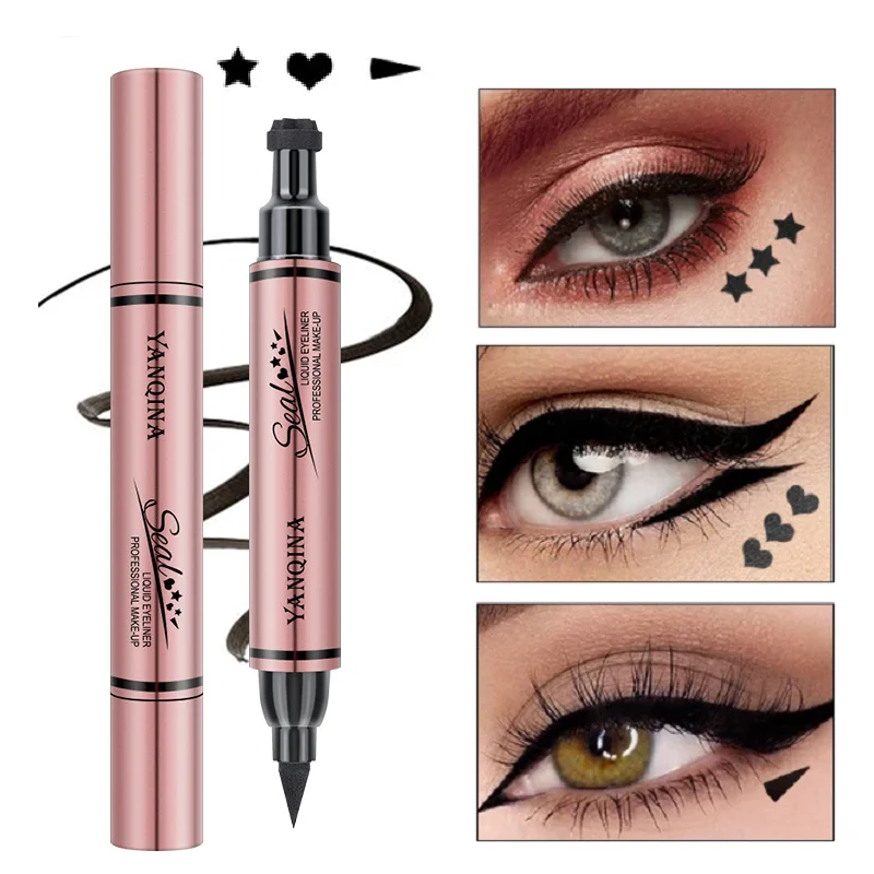 

Stamp Eyeliner Black Graphic Liquid Thin Cat Eye Liner Matte Waterproof Double-sided Eyliner Pencil Linner Heart Makeup Cosmetic