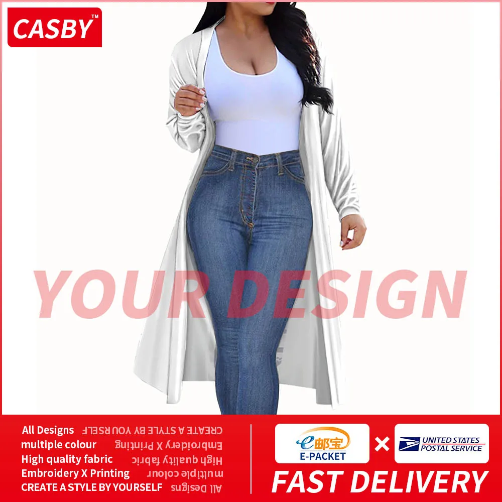 

New Fashion 3D Printing Logo Long Sleeve Cloak Simple Creative Custom Casual Poncho All-match Design Pattern Women Cape Coat D58