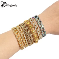 luxury iced out bling rhinestone hip hop jewelry bracelets cuban link chain bracelet jewelry miami cuban link chain gold color