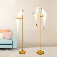 Led Bird Paper Floor Lamp Home Deco Modern Gold Standing Lamp Bedroom Living Room Origami Floor Light Study Reading Beside Lamp