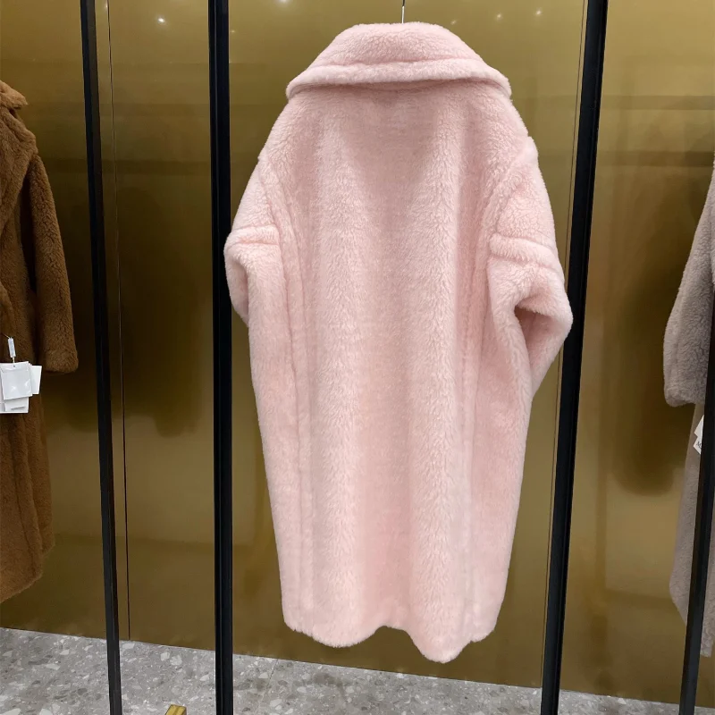 Autumn Winter Alpaca Wool Camel Fleece Fur All-in-one Coat Women High Quality Thick Warm Teddy Bear Coat Fashion Fur Outerwear