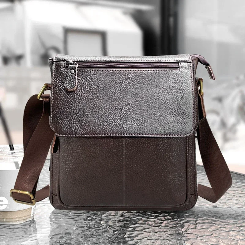 Винтажная мужская сумка через плечо из натуральной кожи небольшой