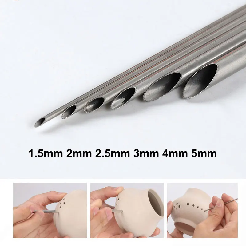 

6 Pcs/set of Stainless Steel Hole Puncher Carving Sculpture Modeling Pottery Cutting and Punching Ceramic Polymer Clay Tools