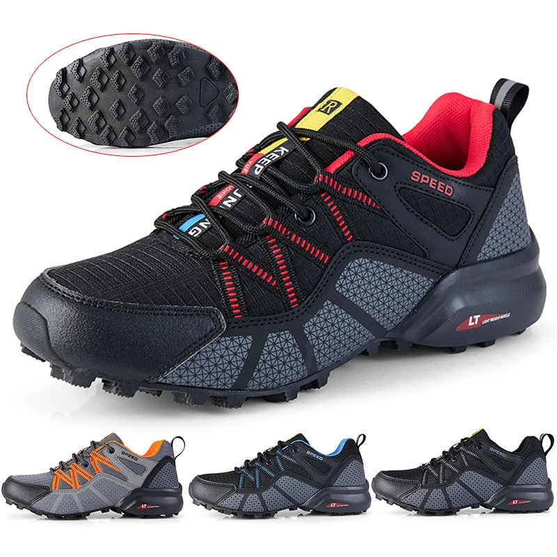 

2023 New Hiking Shoes Men Mesh Breathable Hiking Travel Shoes Outdoor Woodland Cross-Country Shoes Mountain Cycling Sports Shoes