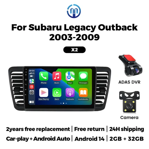 9 дюймов Android 14 Carplay для Subaru Outback 3 Legacy 4 2003 2004 2005 2006 2007 2008 2009 автомобильное радио мультимедийная Навигация стерео автомагнитоламагнитола для авто магнитола 2 din видеокарта андроид магнит