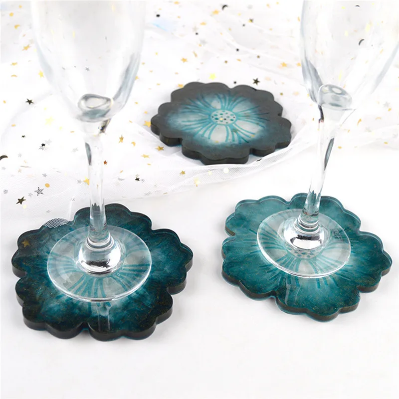 

Coasters Silicone Molds UV Epoxy Resin Mould Flowers Tray Cup Mat Mold For DIY Crafts Table Decoration Supplies DIY