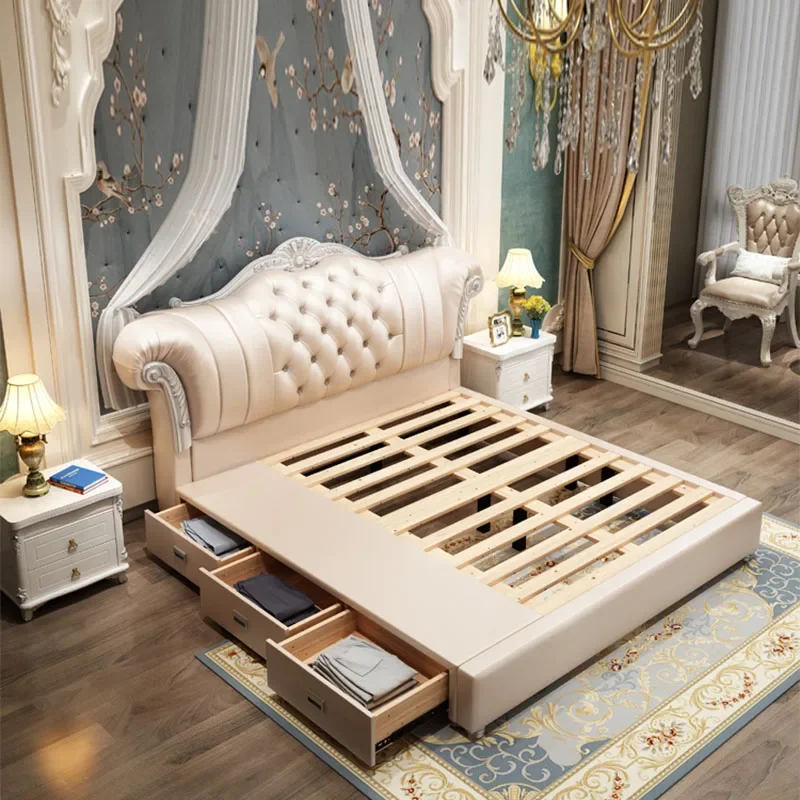 Роскошная детская двуспальная кровать скандинавское деревянное изголовье с