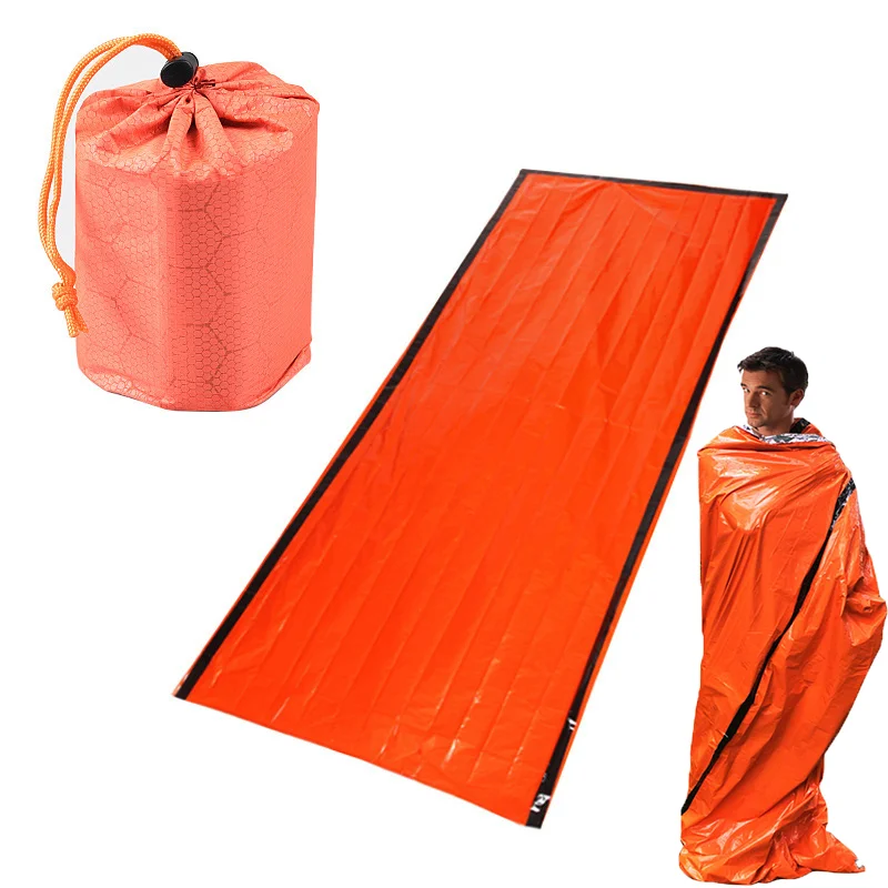 

Waterproof Lightweight Thermal Emergency Sleeping Bag Survival Blanket Bags Camping Hiking Outdoor Activities keep warm firstaid