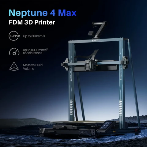 ELEGOO NEPTUNE 4 MAX FDM 3D-принтер с скоростью печати до 500 мм/с, высокоскоростная материнская плата Klipper, объем сборки 420x420x480 мм