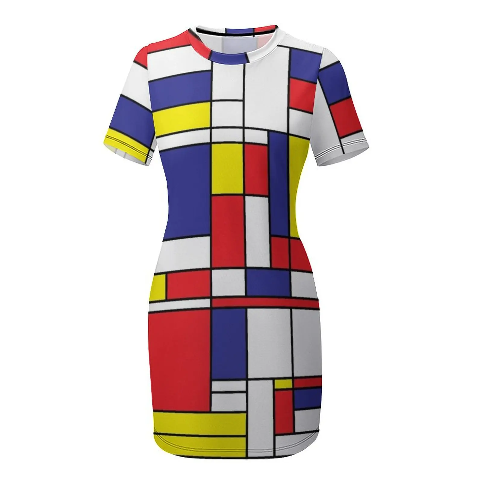 Абстрактное платье в стиле Мондриана с короткими рукавами женские платья для
