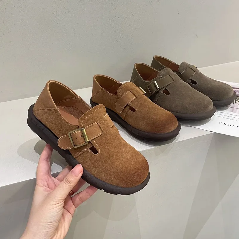 New Women Casual Shoes Solid Brown Beige Color Sneaker Designer Suede Leather Shoes For Ladies Street And Working Footwear Girls