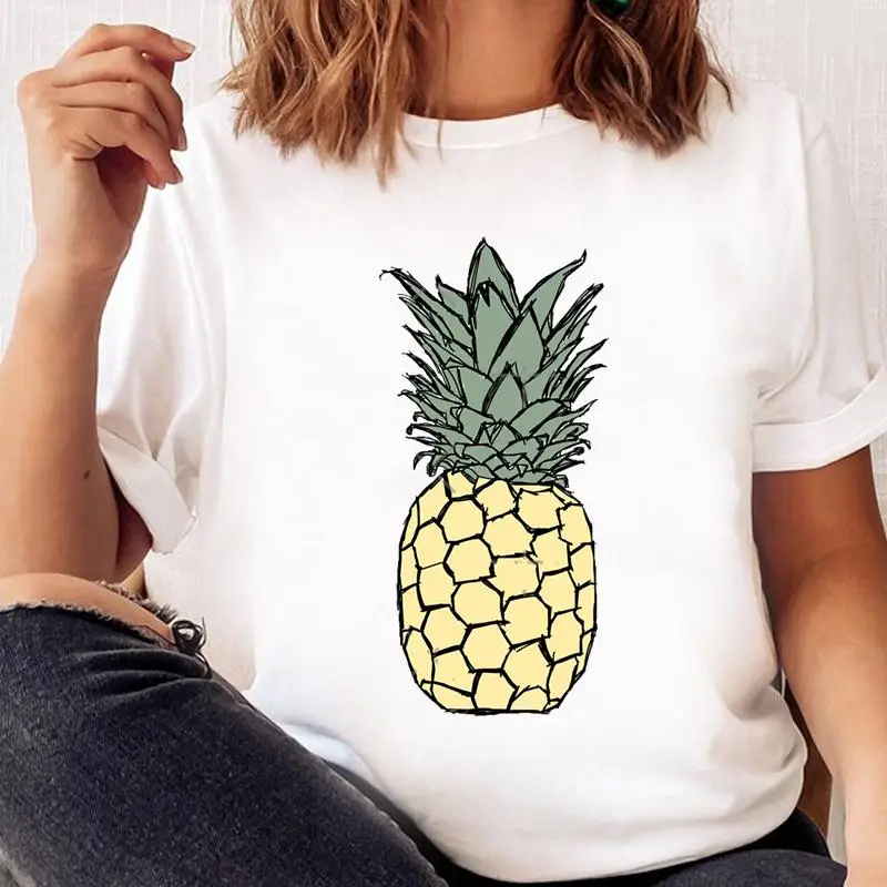 

Футболка женская с принтом ананасов, милая модная тенниска с коротким рукавом, с графическим принтом