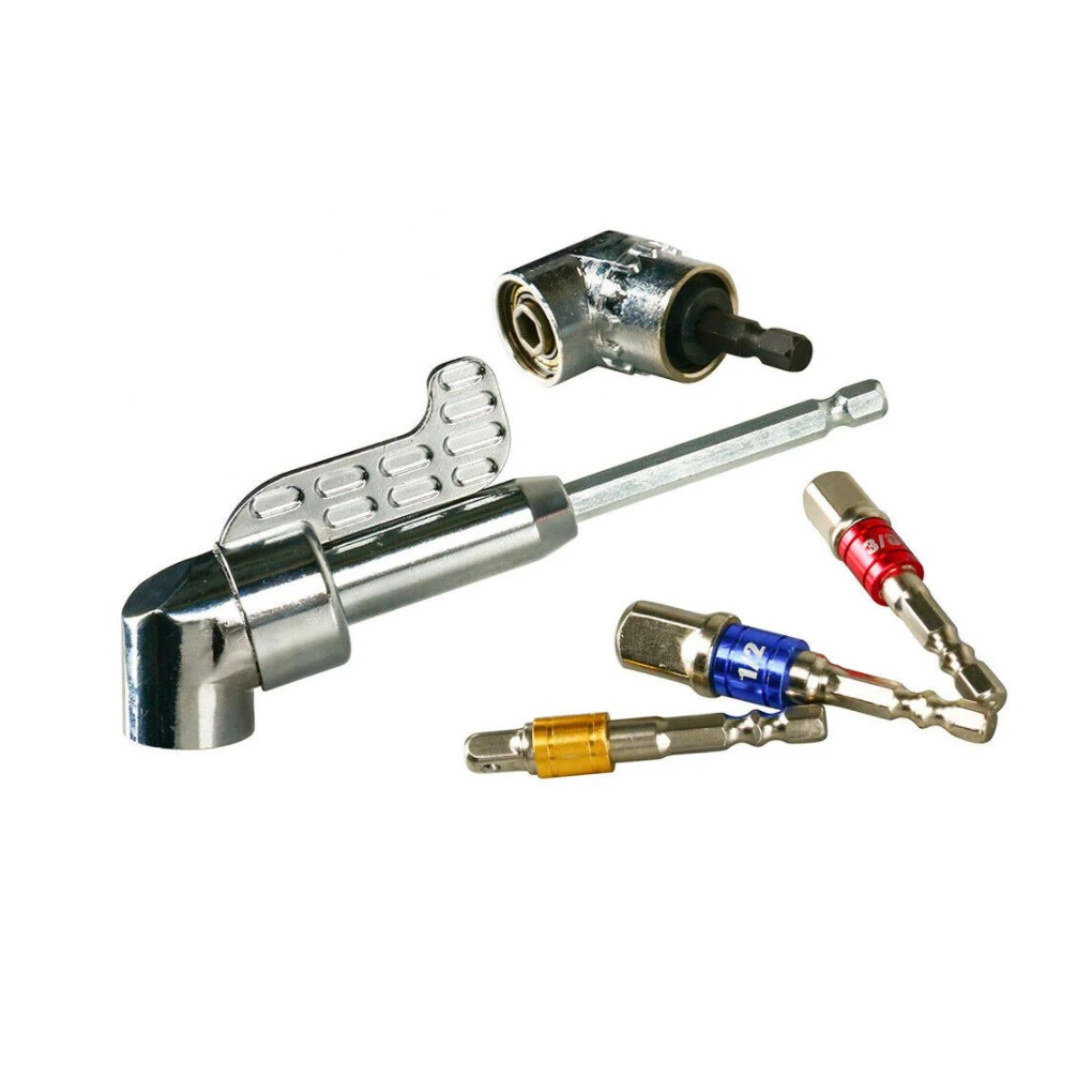 

5pcs/set Drill Bit Extension 105 Degree Screw Driver Adapter 1/4 Inch 6.35mm Adjustable Nut Woodworking Turning Holder
