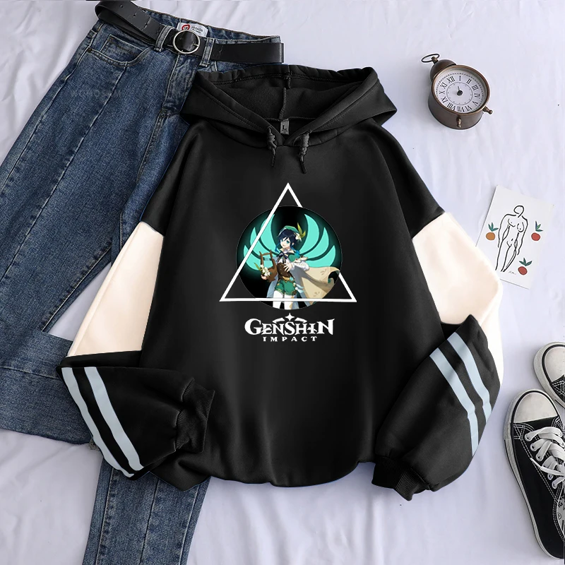 

Harajuku Open World Adventure Game Genshin Impact Hoodies Long Sleeve Men Streetwear Kawaii Smiling Barbatos Cartoon Sweatshirts