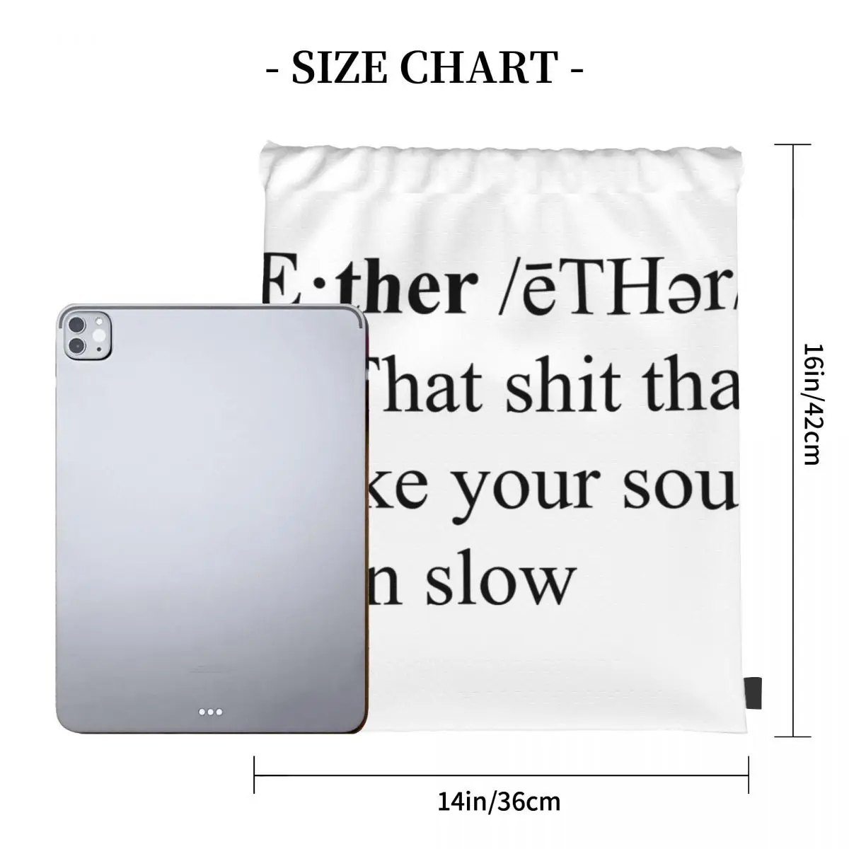 Женский тканевый рюкзак на шнурке с принтом эфира |