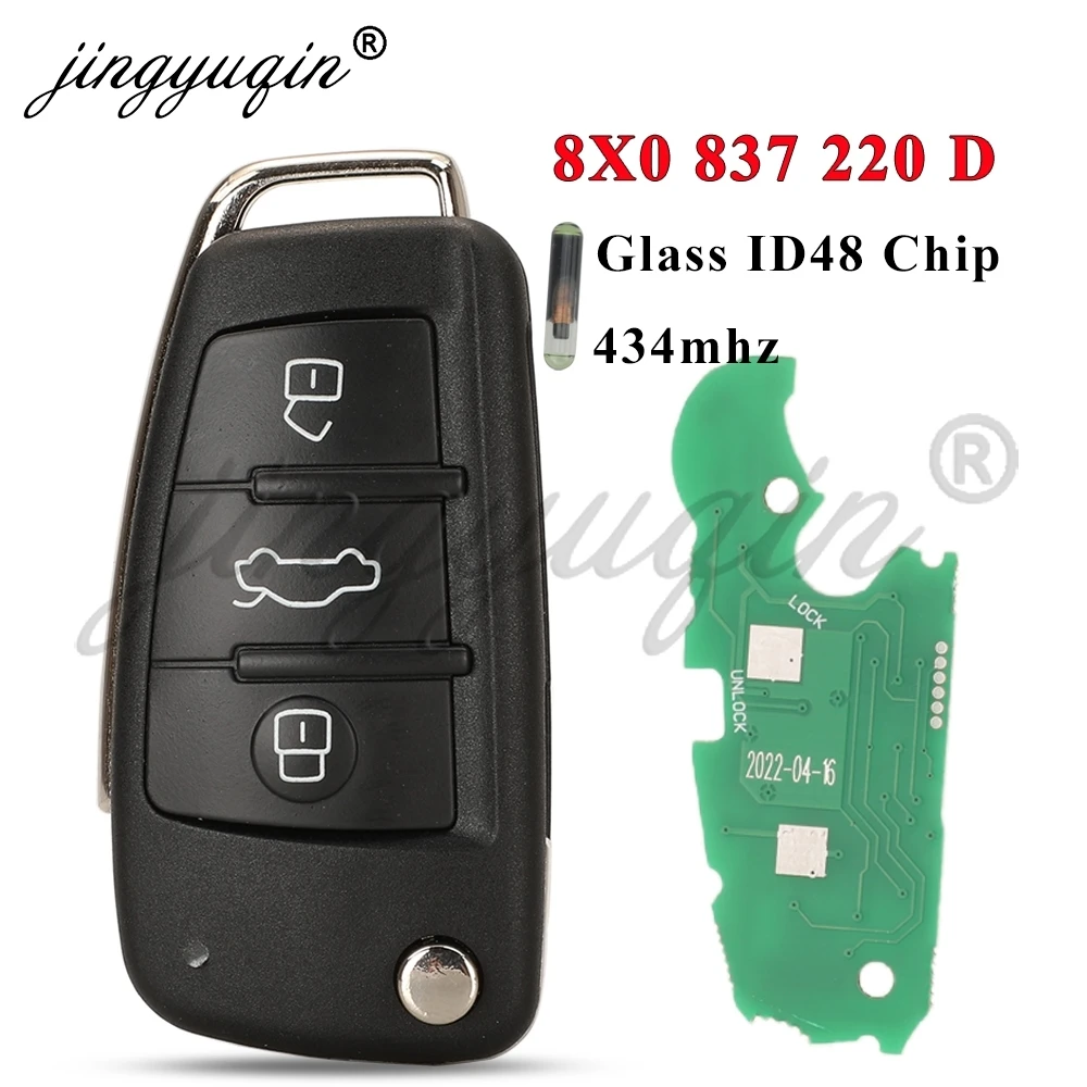 

Автомобильный Ключ-брелок Jingyuqin Для Audi A1 S1 Q3, 434 МГц, ID48, HU66, Выкидной, Для Моделей 2010-2017 Годов