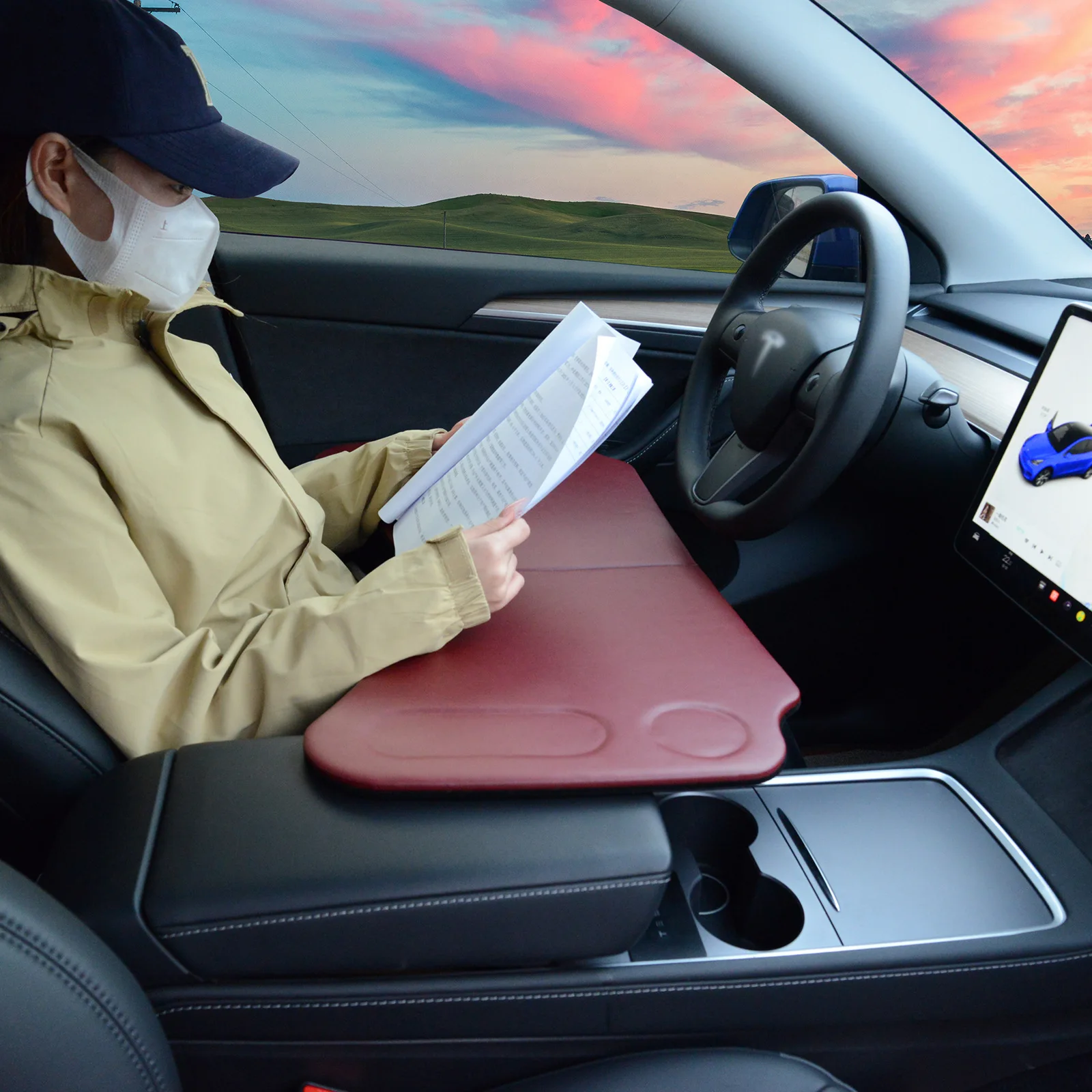 Автомобильный столик Tesla Model 3 Y 2 шт. на руль поднос для еды кожаный планшетный ПК