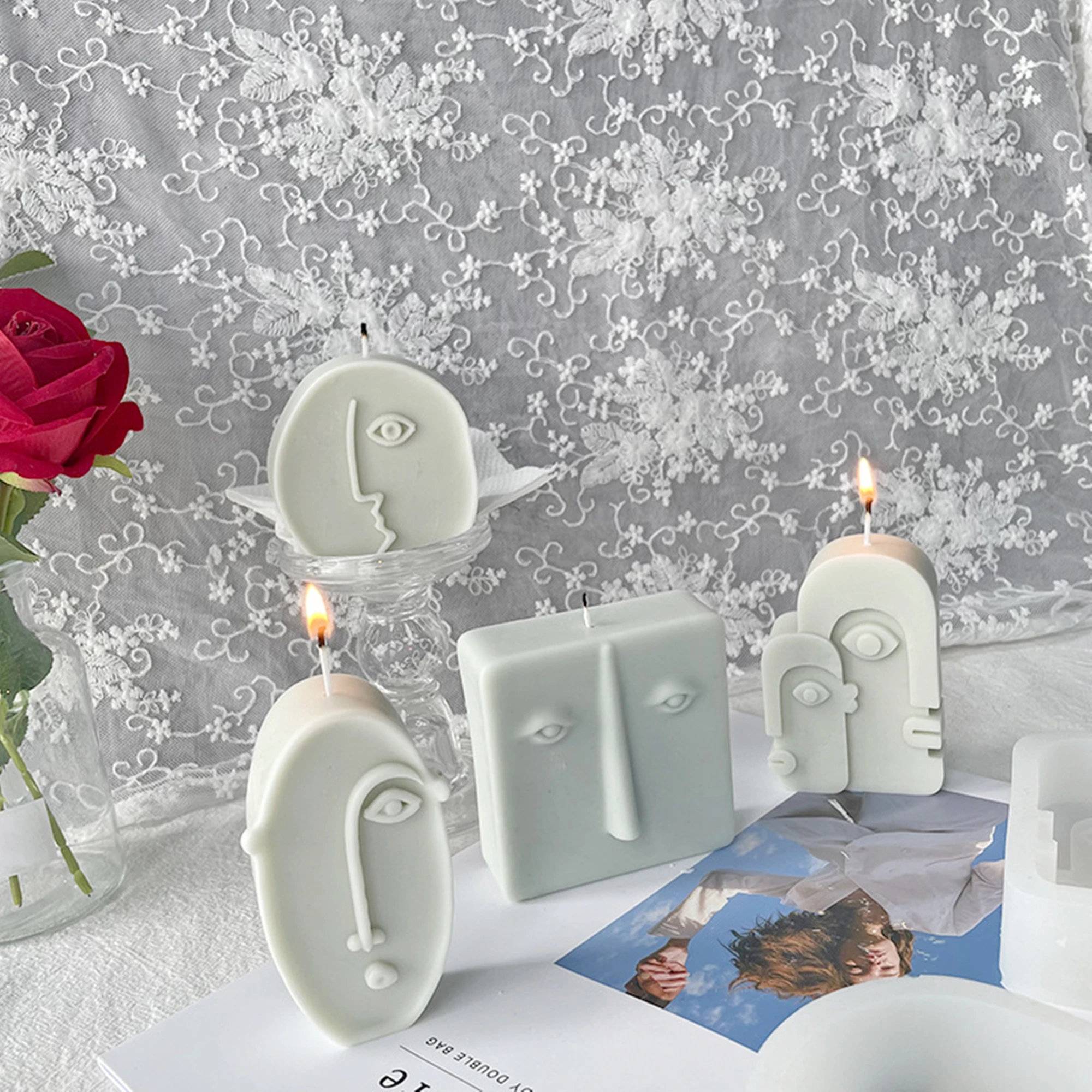 

Face Style Candle Silicone Fondant Mold Handmade DIY Baking Molds Plaster Soap Mould Christmas Gifts Decoration XK053