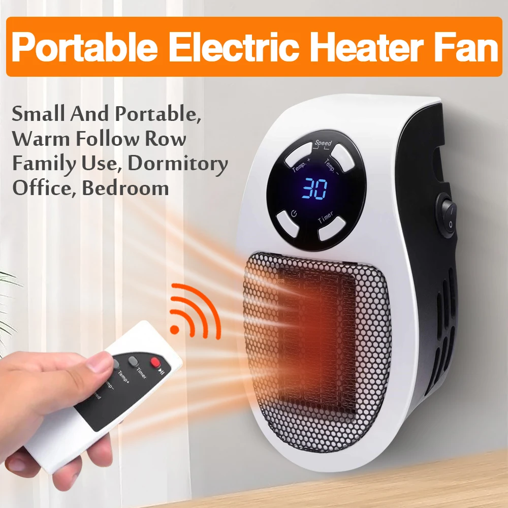

500W Portable Electric Heater Plug in Wall Room Heating Stove Mini Household Radiator Remote Warmer Machine Winter 220V/110V