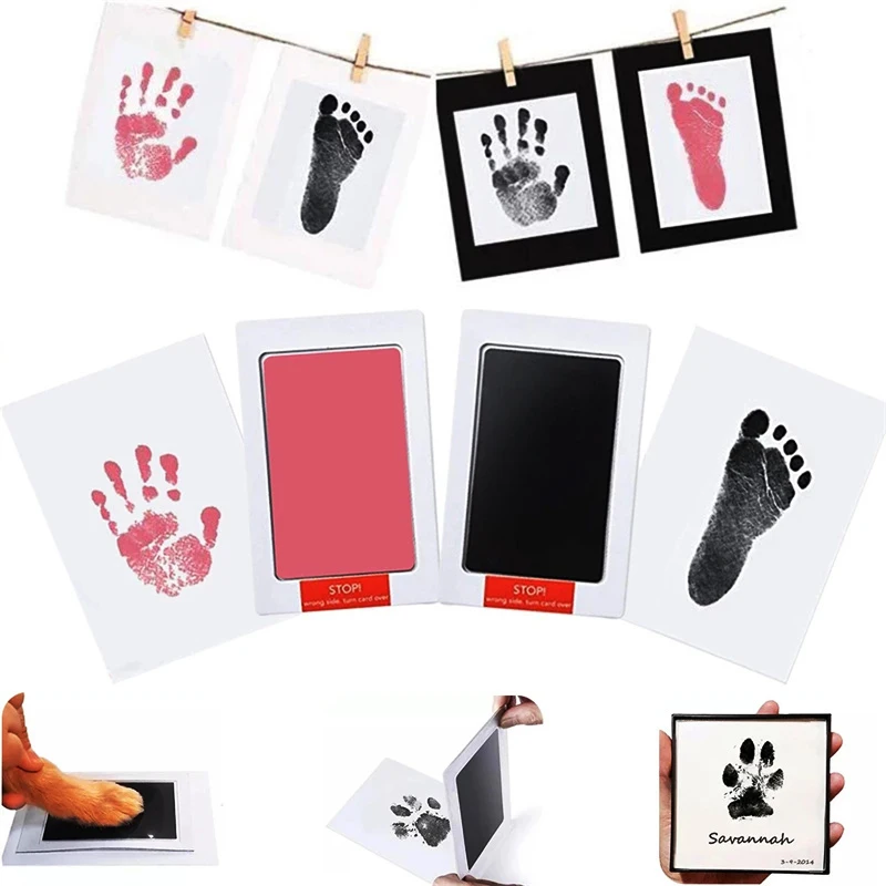 Non-Toxic Newborn Footprints Handprint Ink Pad For Kids Souvenirs Gift No Touch Skin Inkless Imprint Hand and Foot Stamp Kit