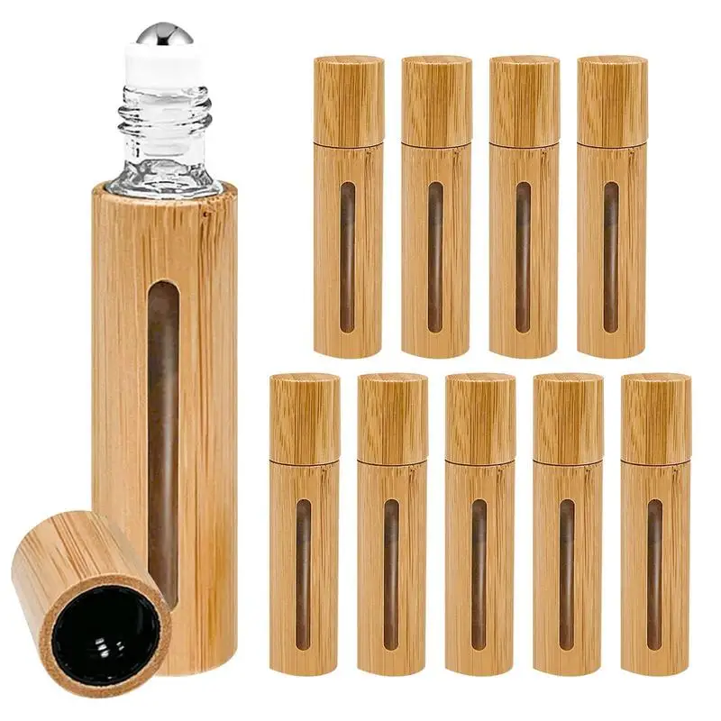 

Bamboo Roller Bottles Refillable Essential Oil Bottle With Roller Reusable Container Bottles With Clear Window For Liquids