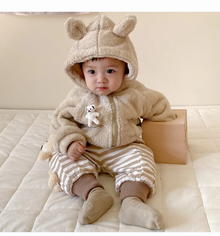 

Winter Girls Jacket Bear Ear Thicken Keep Warm Hooded Windbreaker Baby Coat For 0-4Years Old Kids Toddler Coat Clothes
