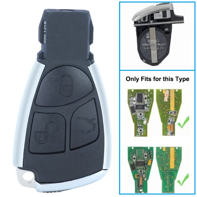 

KEYECU 3-кнопочный чехол с серебряной стороной, модифицированный флип-чехол для дистанционного ключа, чехол для Mercedes-Benz CLS C E S + держатель батареи