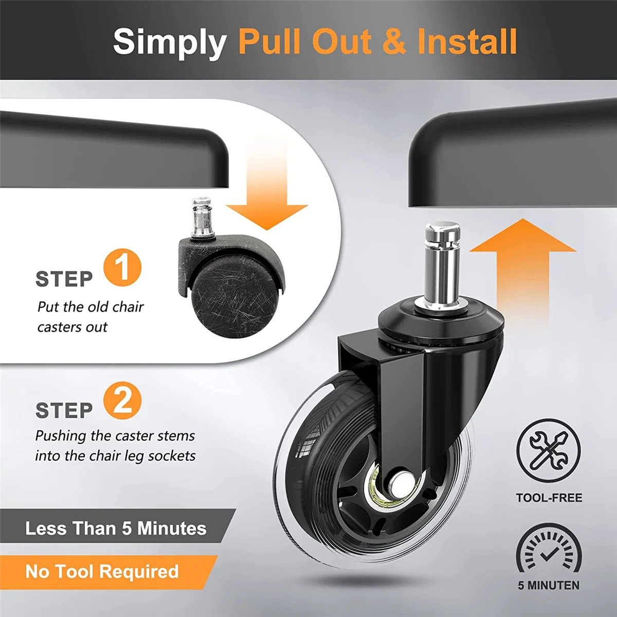

Семейный стержень 10 мм, подходит для брендовых стульев, резиновые Сменные ролики для стульев 3/8 дюймов, набор из 5 шт.
